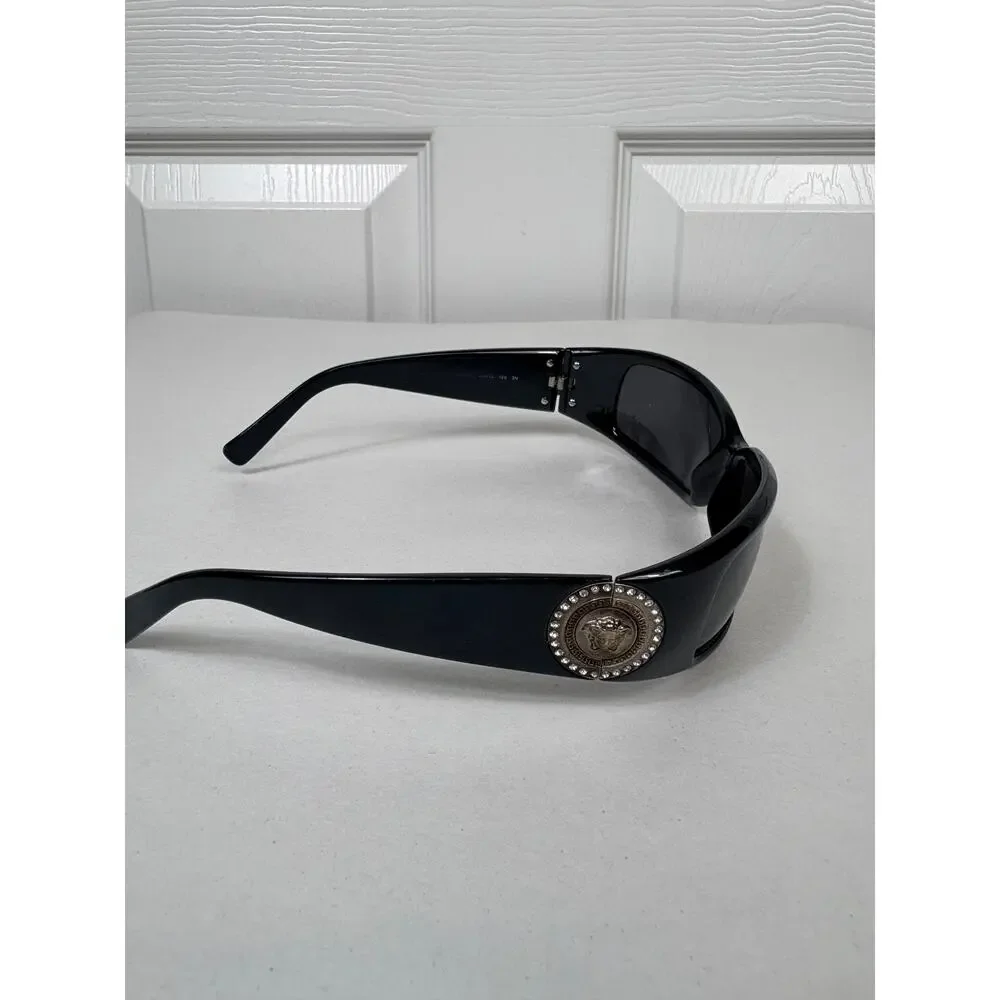 Versace Sunglasses Black Silvercoin Medusa Swarovski Crystals